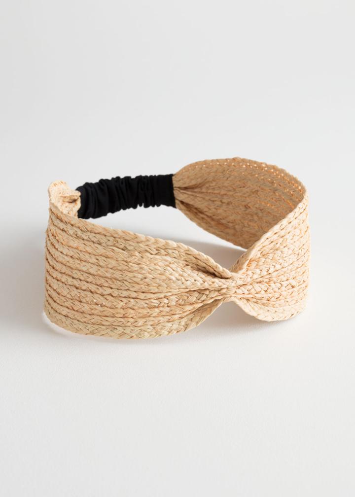 Other Stories Woven Straw Hairband - White