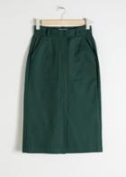 Other Stories Stretch Cotton Pencil Skirt - Green
