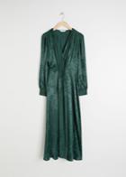Other Stories Ruched Jacquard Midi Dress - Green