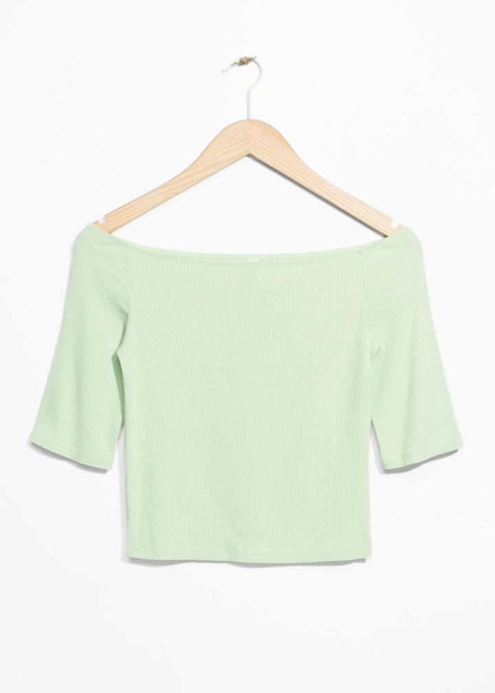 Other Stories Off-shoulder Crop Top - Green