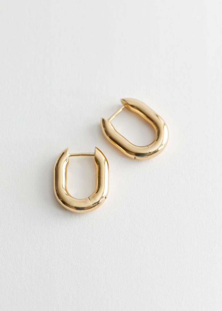 Other Stories Sterling Silver Oval Hoop Earrings - Gold