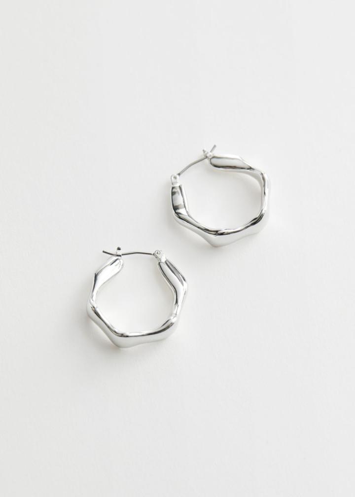 Other Stories Wavy Hoop Earrings - Silver