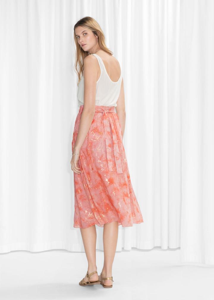 Other Stories Toms Gold Embossed Skirt - Orange