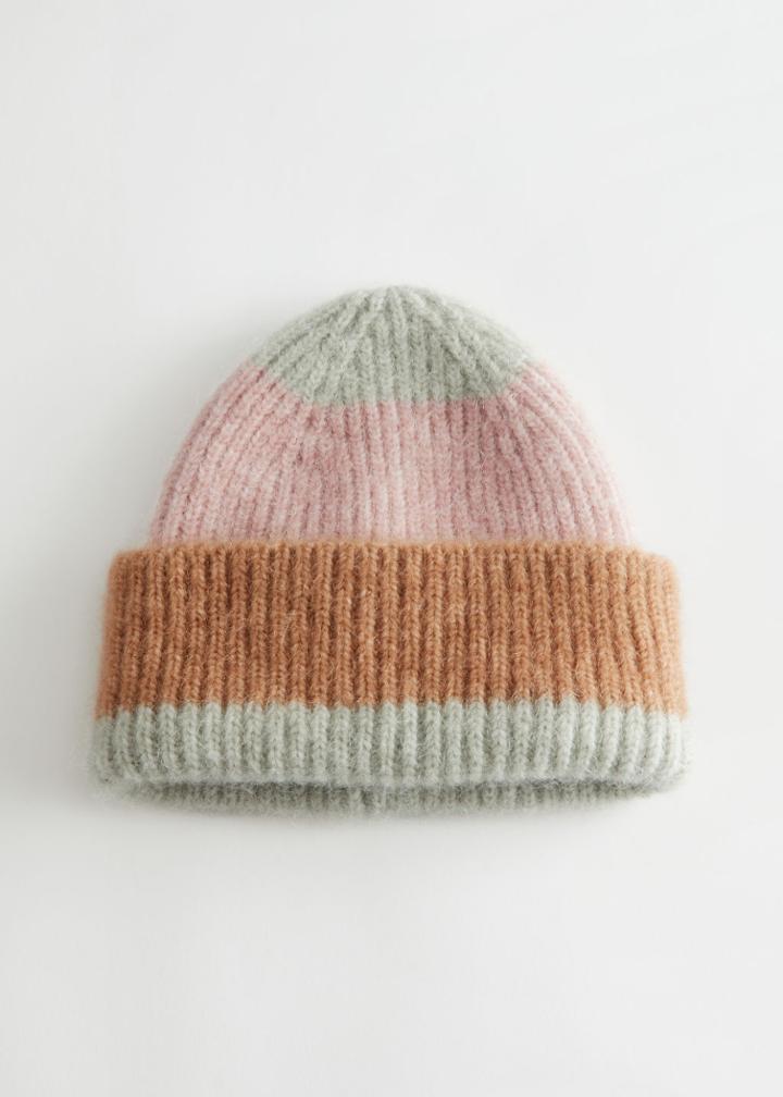 Other Stories Fuzzy Mohair Beanie - Pink