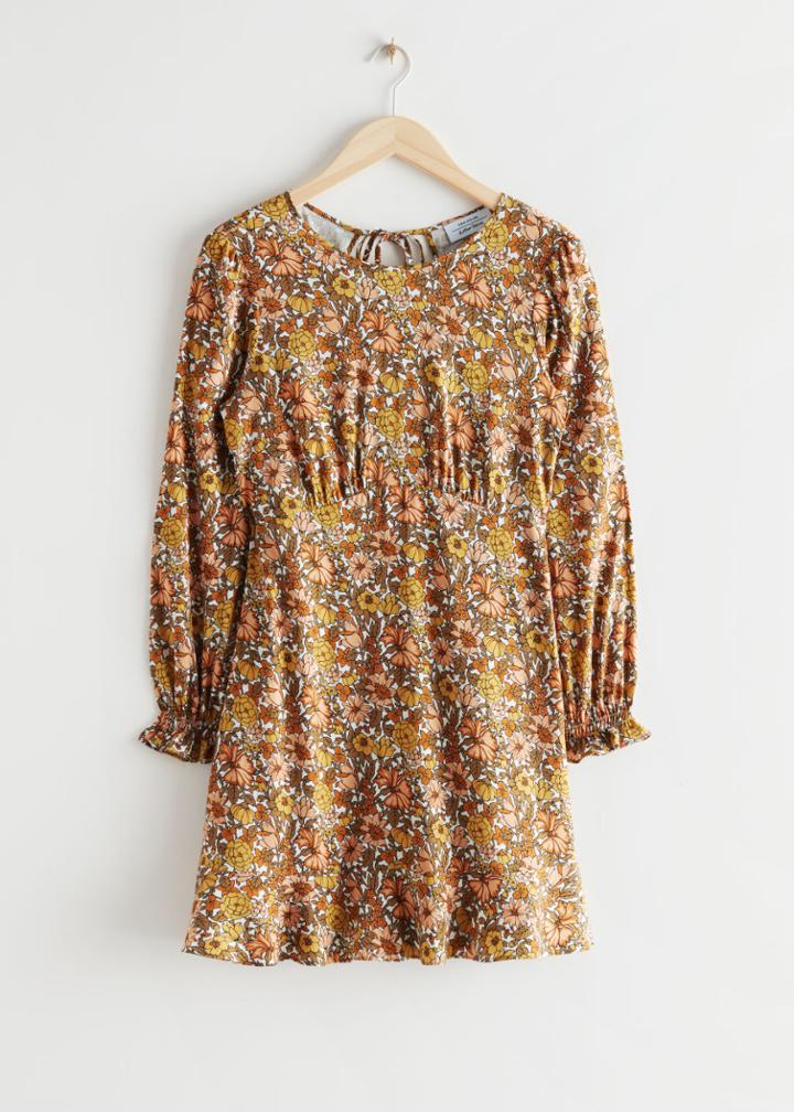 Other Stories Frill Cuff Mini Dress - Orange