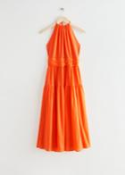 Other Stories Mulberry Silk Halter Midi Dress - Orange