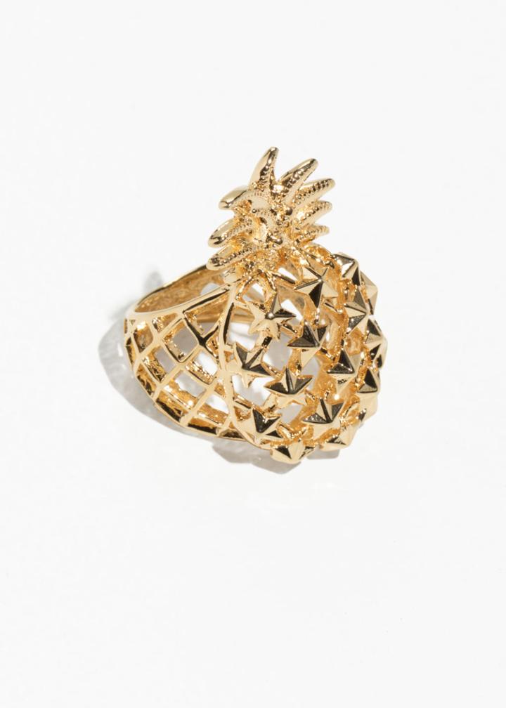 Other Stories Pineapple Ring - Gold