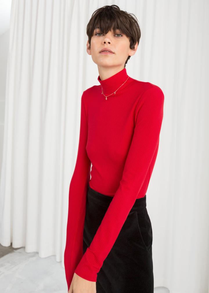 Other Stories Jersey Turtleneck - Red