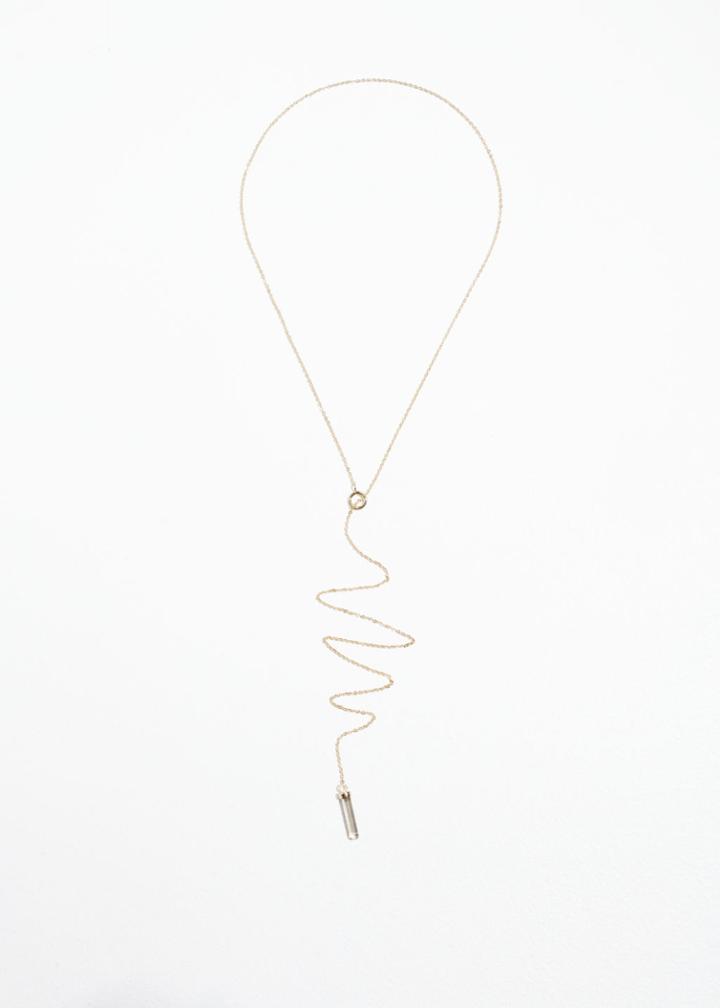 Other Stories Glass Pendant Necklace - Yellow