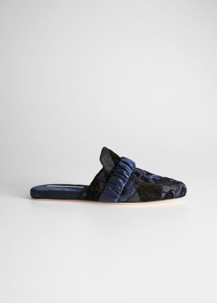 Other Stories Metallic Jacquard Indoor Slippers - Blue