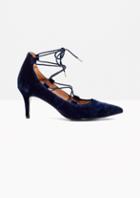Other Stories Laced Velvet Pumps