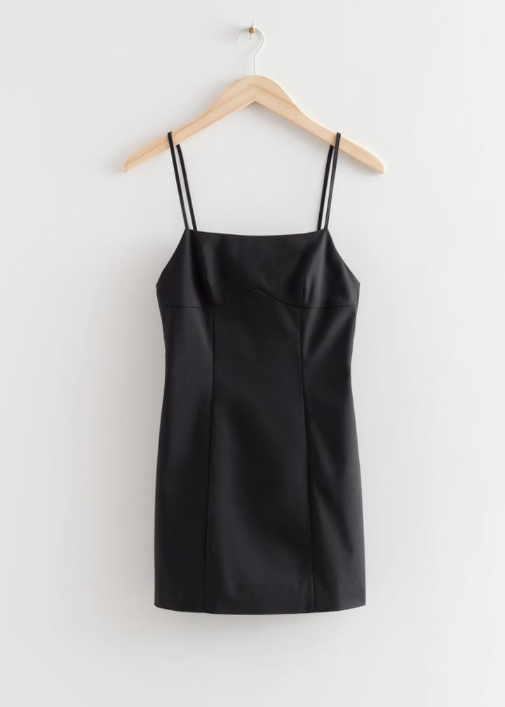 Other Stories Strappy Square Neck Mini Dress - Black