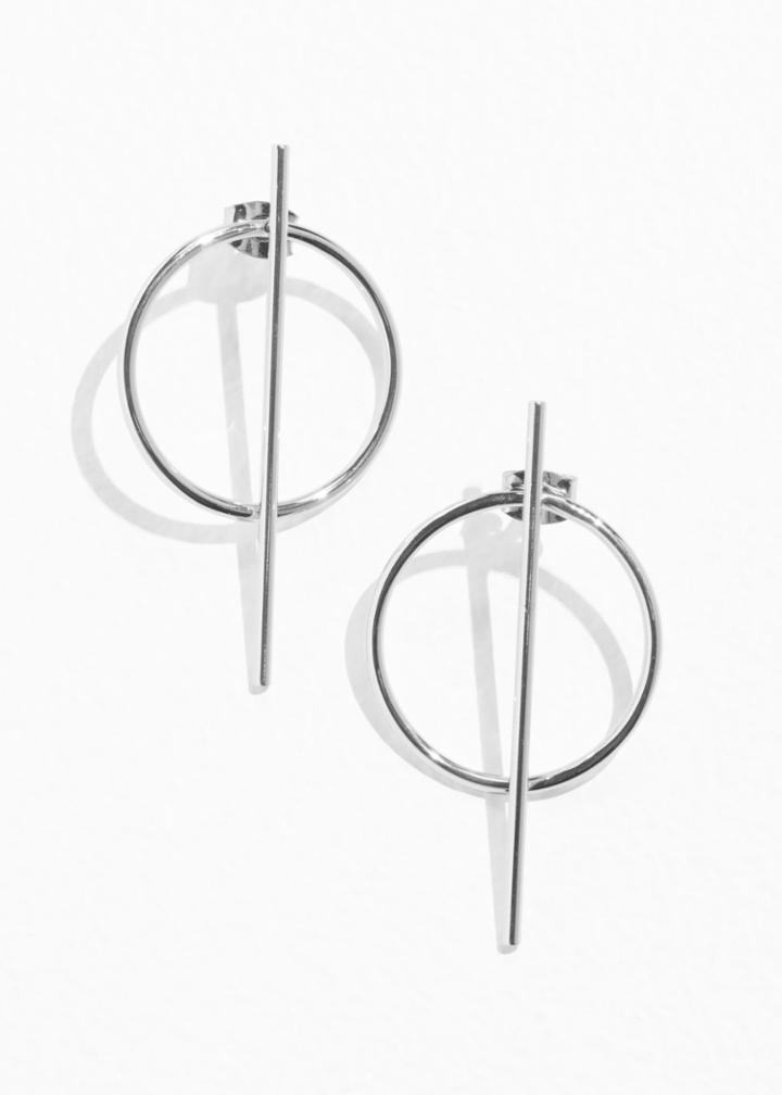 Other Stories Circle Bar Earrings - Silver