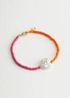 Other Stories Beaded Heart Charm Bracelet - Pink