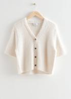 Other Stories Short Sleeve Knit Cardigan - White