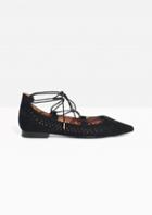 Other Stories Cut Out Lace Up Suede Ballerina