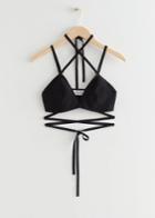 Other Stories Strappy Triangle Crop Top - Black
