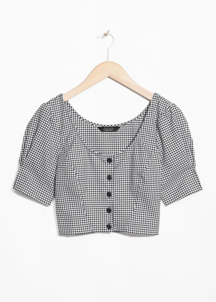 Other Stories Gingham Crop Blouse - Black