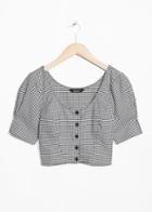 Other Stories Gingham Crop Blouse - Black