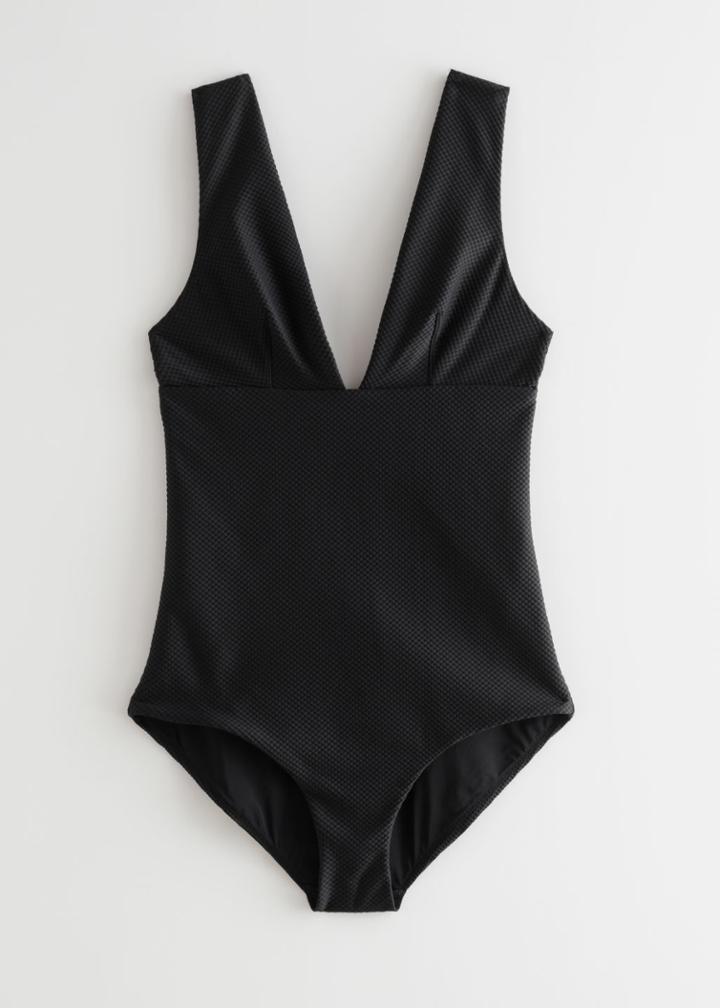 Other Stories Textured Swimsuit - Black