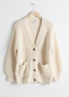 Other Stories Overzied Rib Knit Cardigan - White
