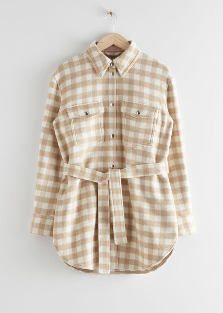 Other Stories Oversized Belted Shirt Jacket - Beige