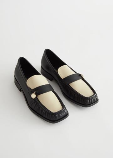 Other Stories Colour Block Leather Loafers - Black