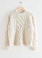 Other Stories Cable Knit Wool Sweater - White