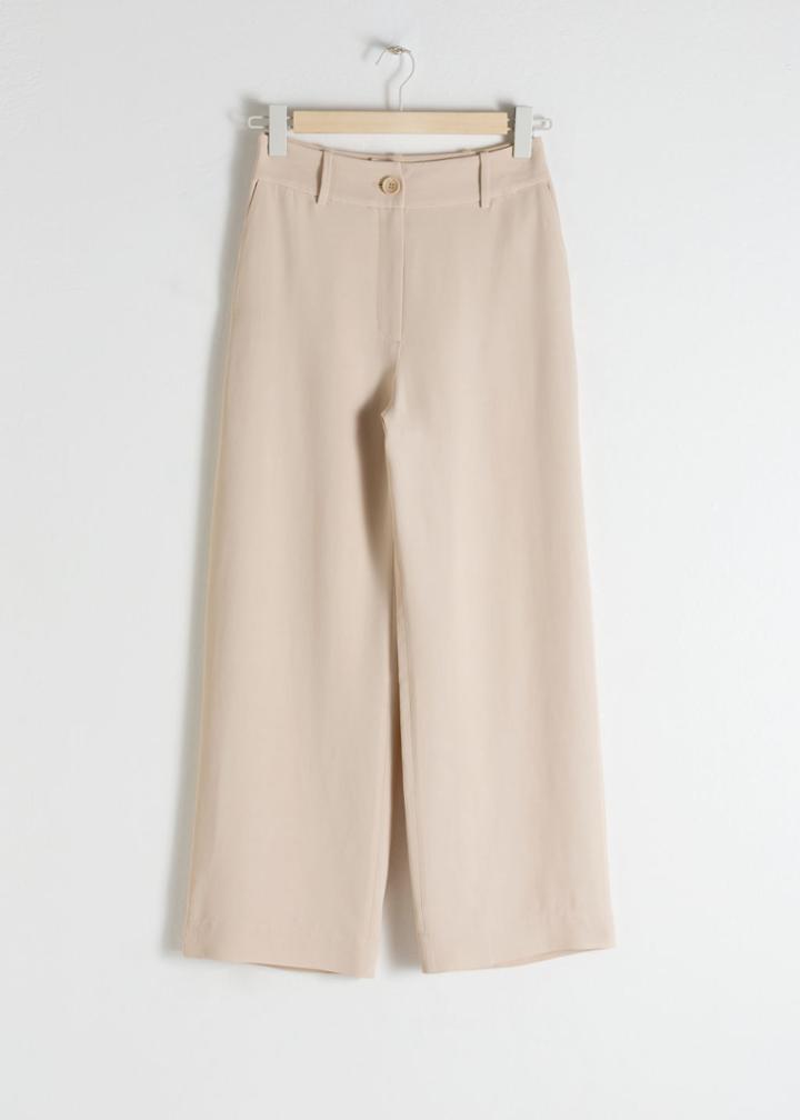 Other Stories High Waisted Wide Leg Trousers - Beige