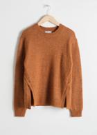 Other Stories Cable Slit Wool Blend Sweater - Orange
