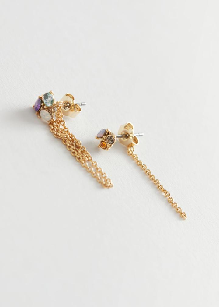Other Stories Delicate Chain Stud Earrings - Purple