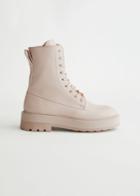 Other Stories Chunky Leather Side Zip Boots - Beige