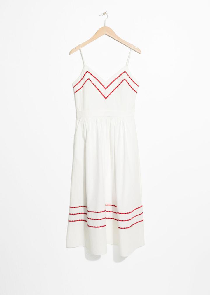 Other Stories Chevron A-line Cotton Dress - White