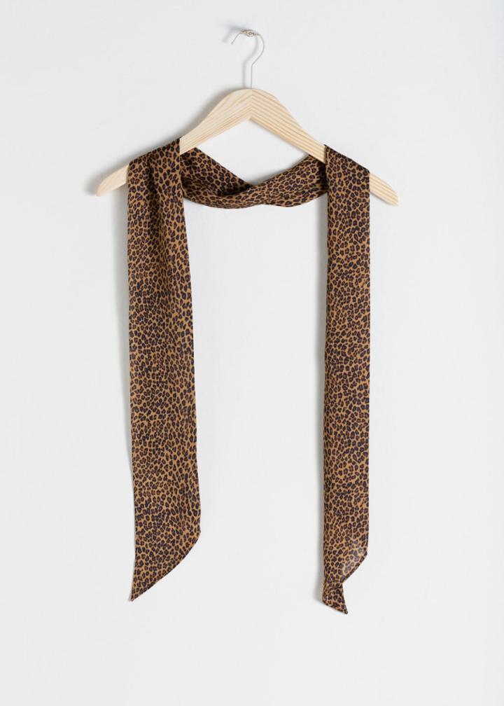 Other Stories Leopard Print Neck Tie - Beige