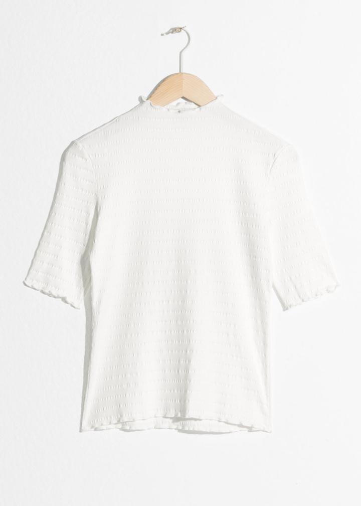 Other Stories Ruffle Mock Neck Top - White