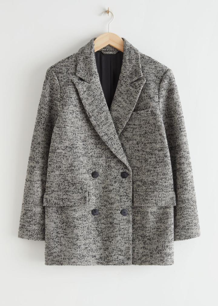 Other Stories Relaxed Double Breasted Jacket - Black