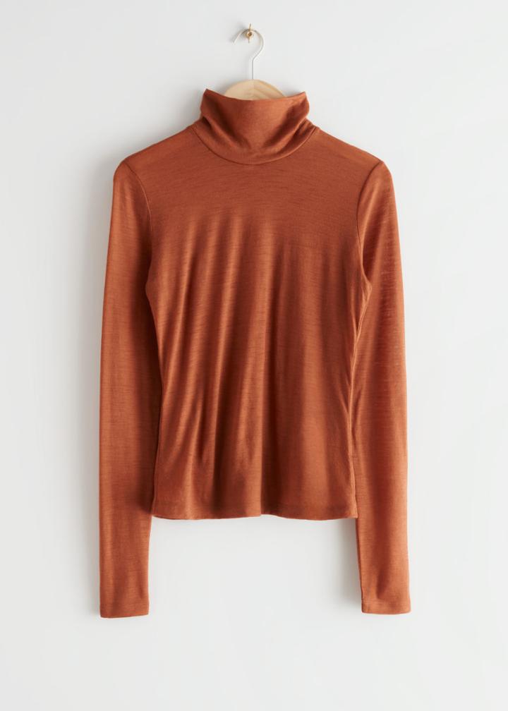 Other Stories Fitted Turtleneck Top - Orange