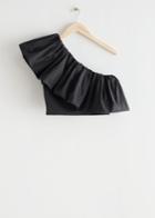 Other Stories Ruffled One-shoulder Top - Black