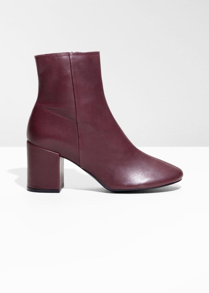 Other Stories Unlined Leather Boots - Red
