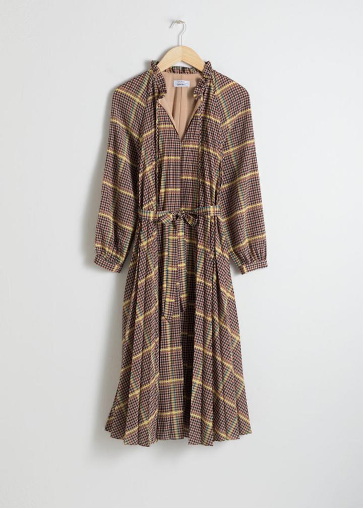 Other Stories Pleated Midi Dress - Beige