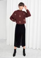 Other Stories Velvet Side Slit Midi Skirt - Black