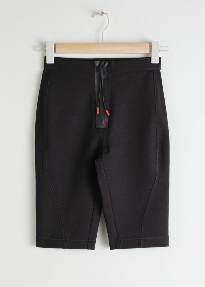 Other Stories Drawstring Fitted Cycling Shorts - Black