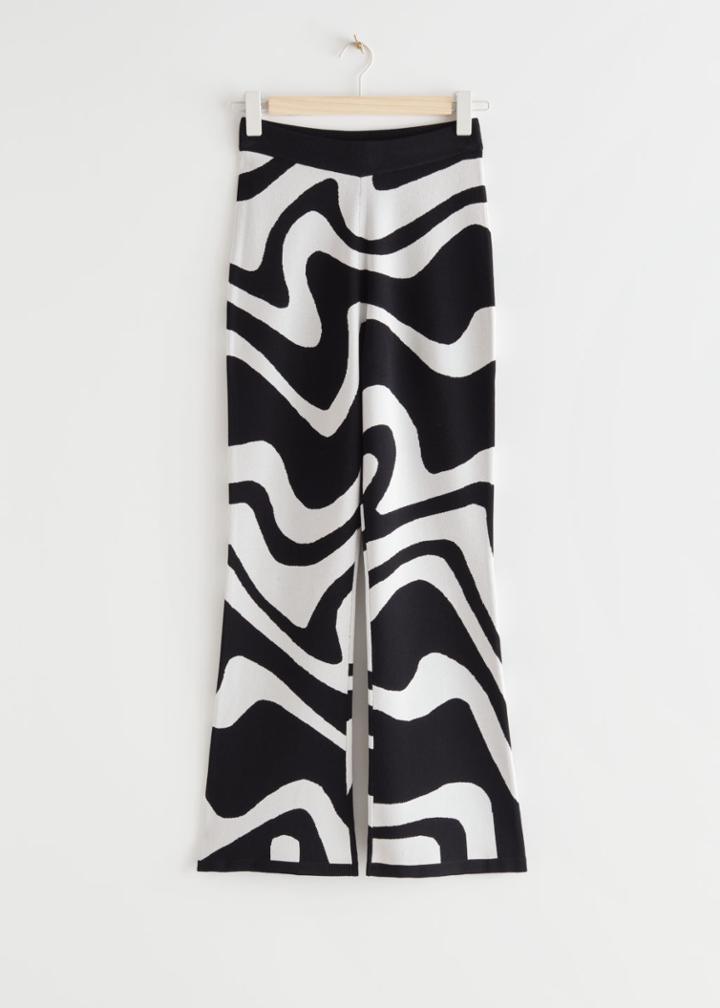 Other Stories Flared Jacquard Knit Trousers - White
