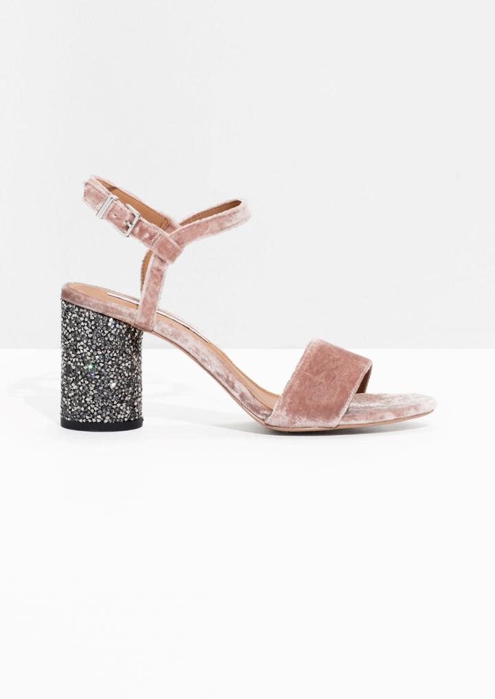 Other Stories Velvet Sequin Heel Sandalette