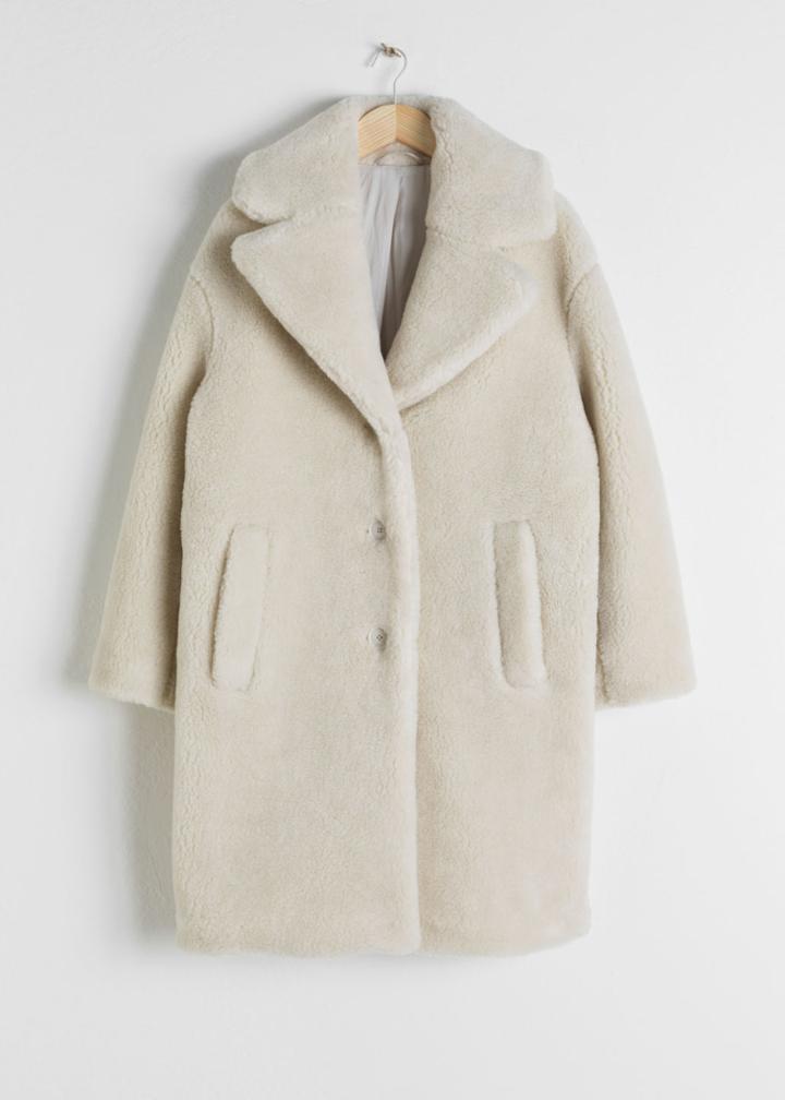 Other Stories Faux Shearling Coat - Beige