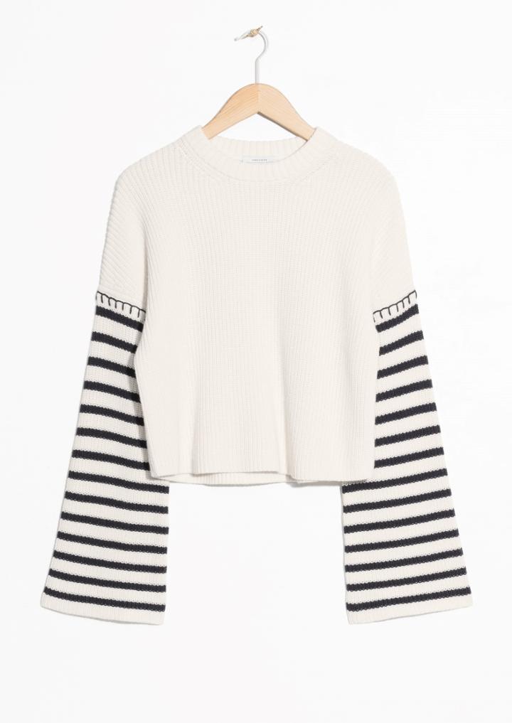 Other Stories Striped Flare Sleeve Sweater