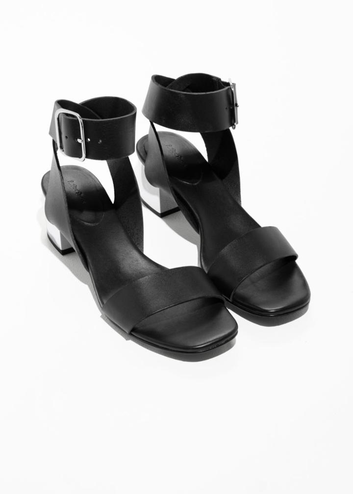 Other Stories Mirrored Heel Leather Sandals - Black