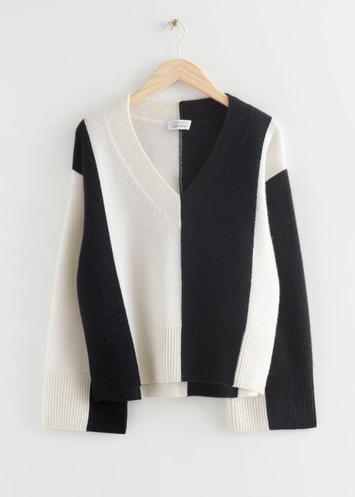 Other Stories Oversized Lambswool V-neck Sweater - Black