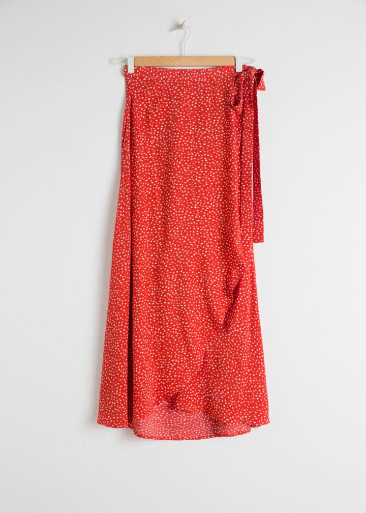 Other Stories Asymmetric Wrap Midi Skirt - Red