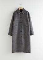 Other Stories Houndstooth Wool Blend Long Coat - Black